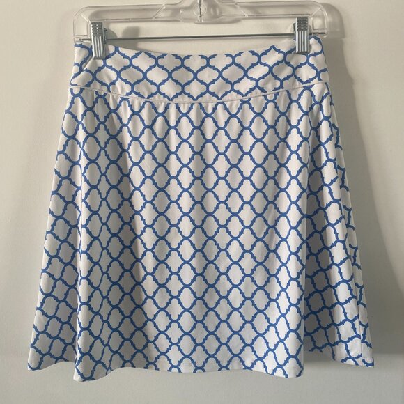 J. McLaughlin Women's White Blue Mosaic Print Skirt Size 2 K10 - Picture 2 of 4